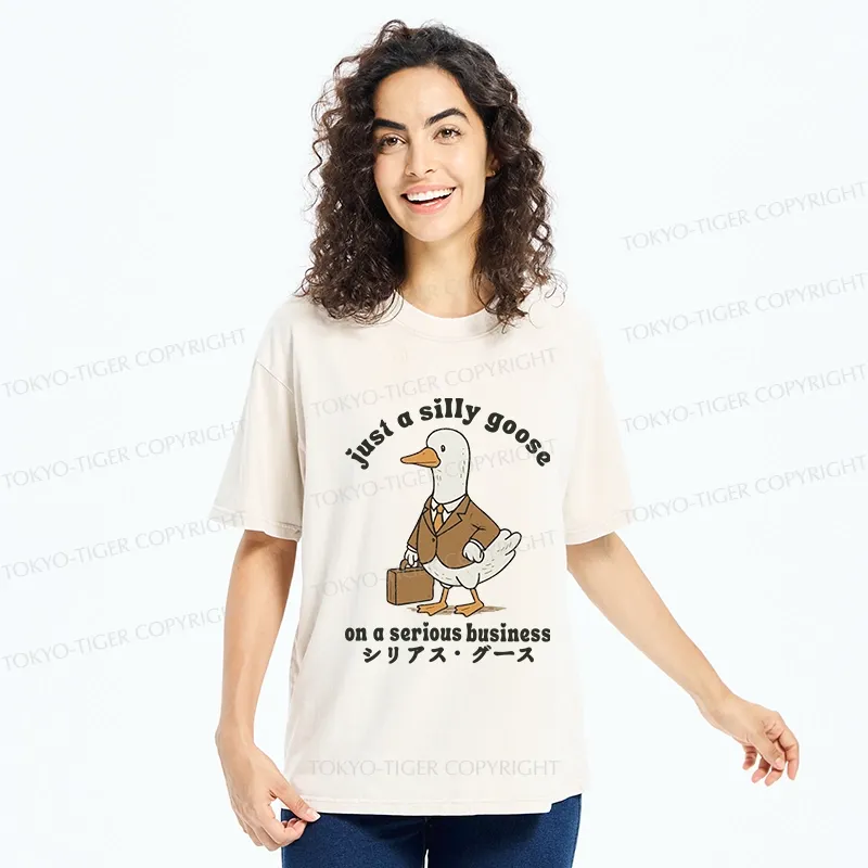Tokyo-Tiger Silly Goose On A Serious Business Washed T-Shirt