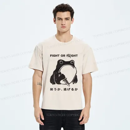 Tokyo-Tiger Fight Or Flight Funny Washed T-Shirt