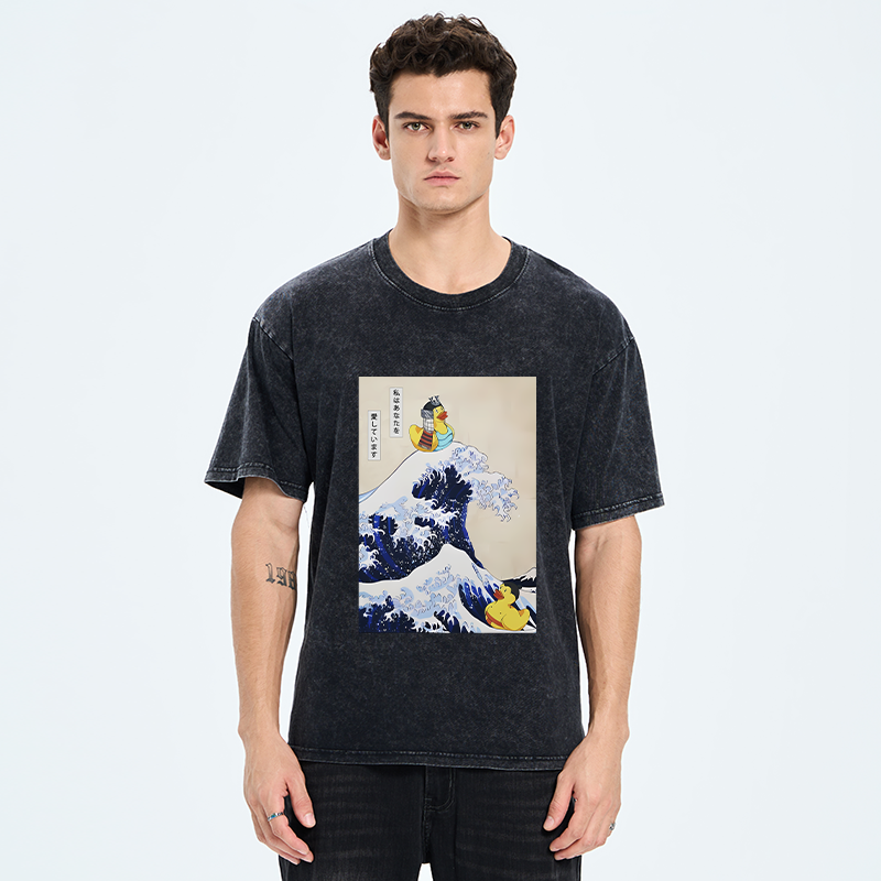 Tokyo-Tiger Samurai Duck And Sumo Duck Washed T-Shirt