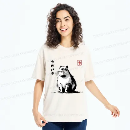 Tokyo-Tiger Retro Japanese Capybara Washed T-Shirt