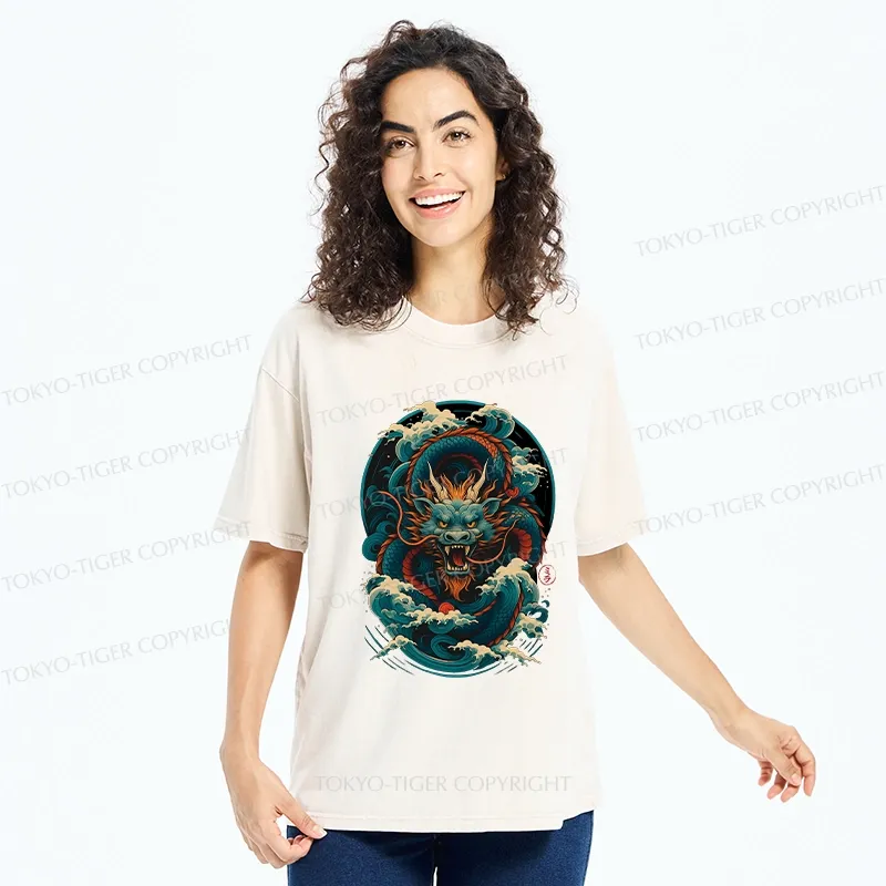 Tokyo-Tiger Dragon Of The Roaring Waves Washed T-Shirt