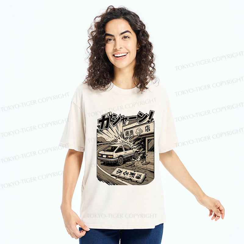 Tokyo-Tiger The Car That Collided Washed T-Shirt