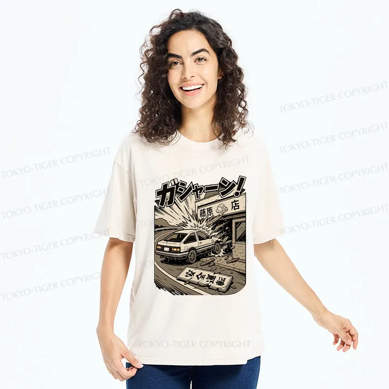 Tokyo-Tiger The Car That Collided Washed T-Shirt