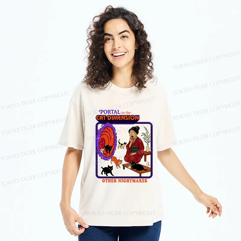 Tokyo-Tiger Portal To The Cat Dimension Washed T-Shirt