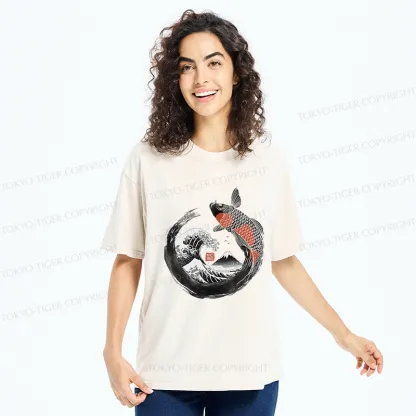 Tokyo-Tiger Retro Koi Enso Washed T-Shirt