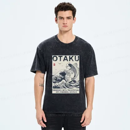 Tokyo-Tiger Otaku Traditional Ukiyo-E Washed T-Shirt