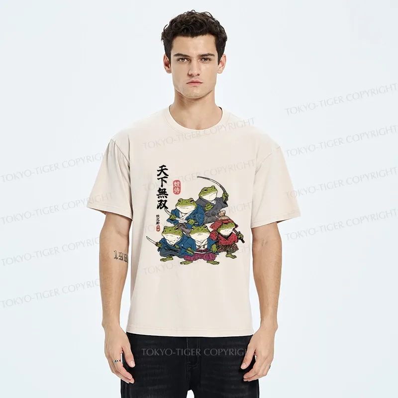 Tokyo-Tiger Five Frog Samurai Washed T-Shirt