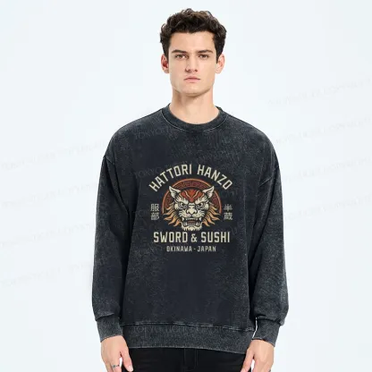 Tokyo-Tiger Hattori Lion Japanese Samurai Washed Sweatshirt