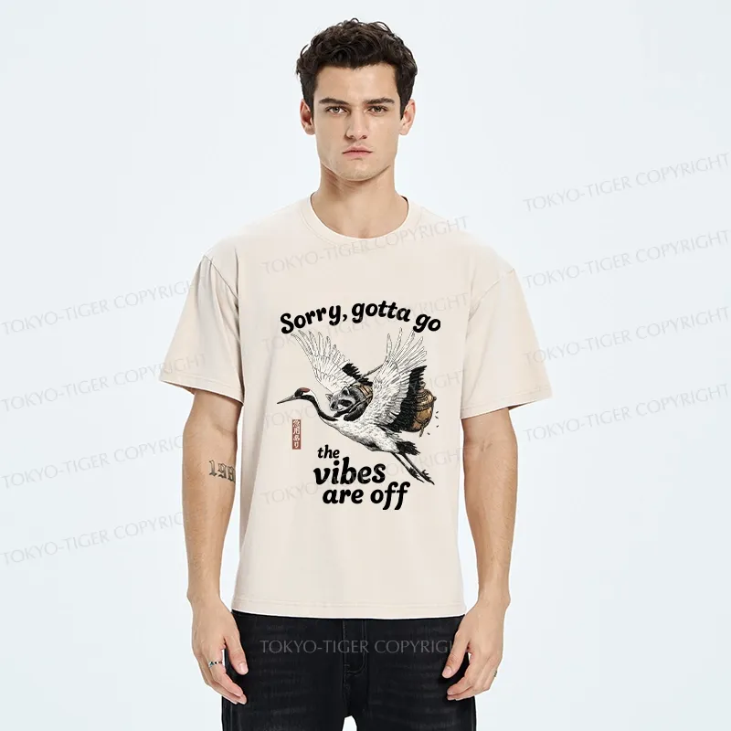 Tokyo-Tiger Raccoon Lying On The Red-Crowned Crane Washed T-Shirt
