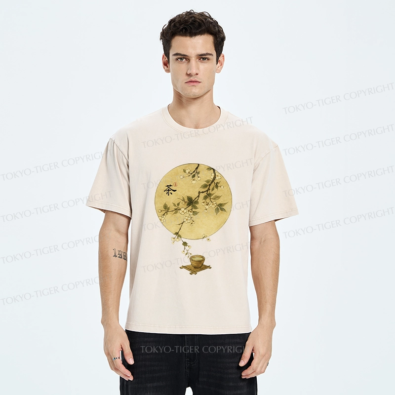 Tokyo-Tiger Serene Tea Ceremony Washed T-Shirt