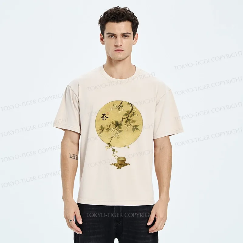 Tokyo-Tiger Serene Tea Ceremony Washed T-Shirt