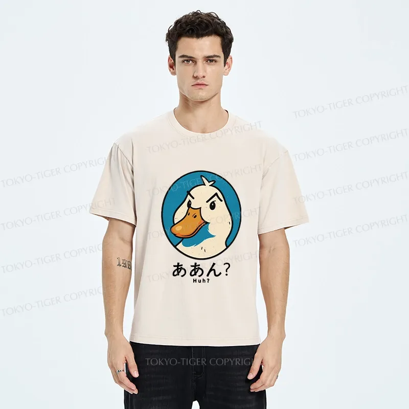 Tokyo-Tiger Funny Doubt Duck Washed T-Shirt
