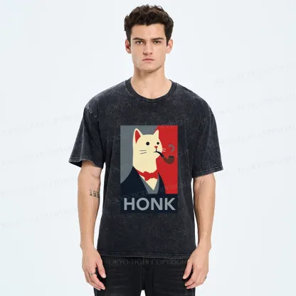 Tokyo-Tiger Funny Cat In A Suit Washed T-Shirt