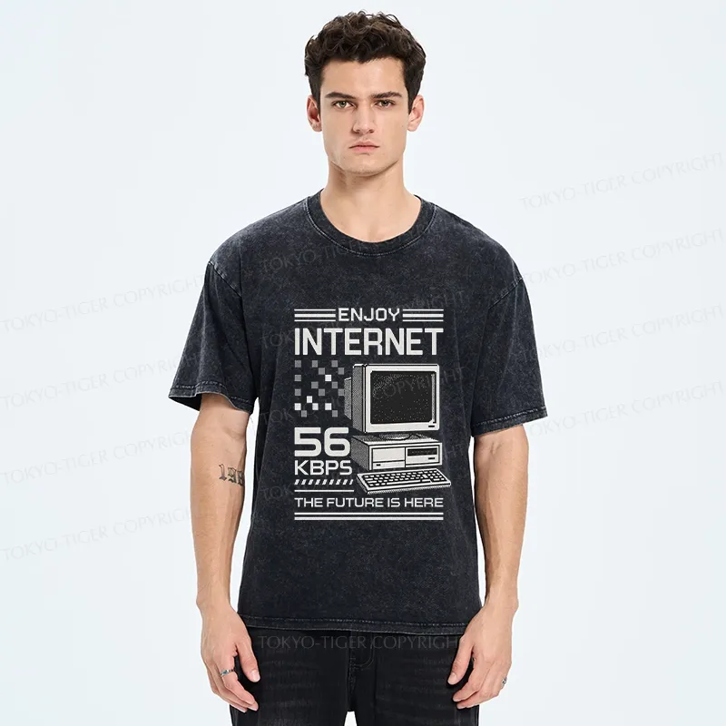 Tokyo-Tiger Enjoy The Internet Washed T-Shirt