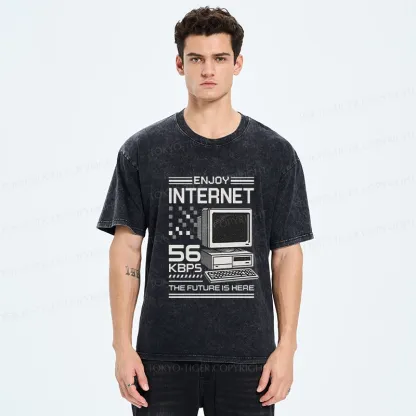 Tokyo-Tiger Enjoy The Internet Washed T-Shirt