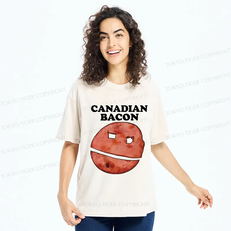 Tokyo-Tiger Funny Canadian Bacon Washed T-Shirt