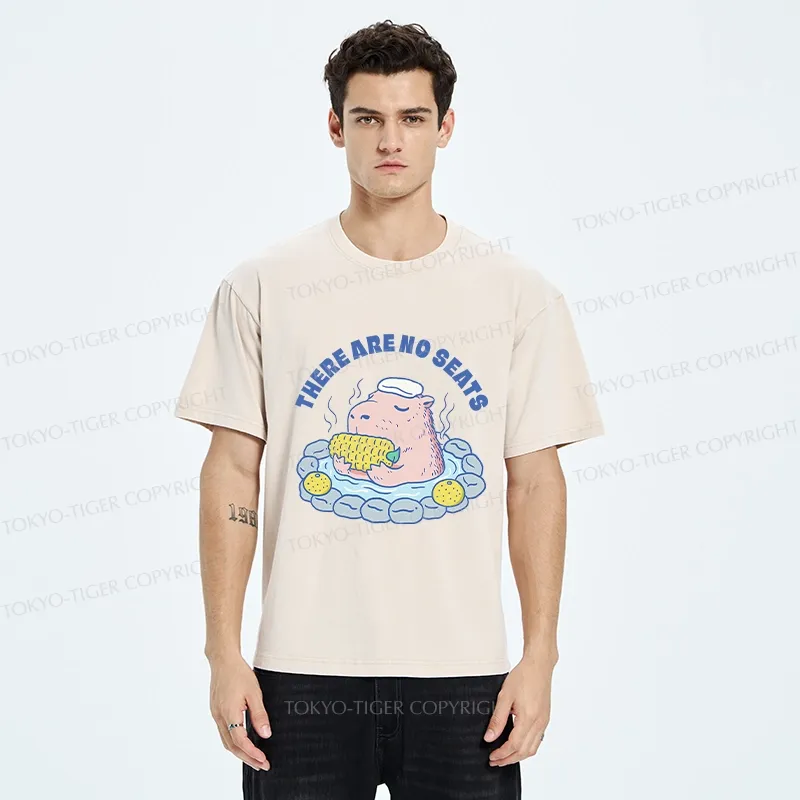 Tokyo-Tiger Capybara Enjoying Hot Springs Washed T-Shirt