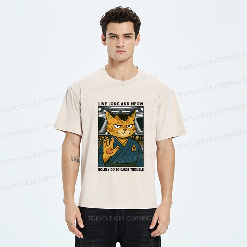 Tokyo-Tiger Intergalactic Troublemaker Cat Washed T-Shirt
