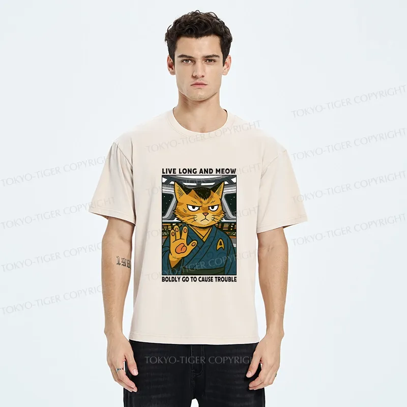 Tokyo-Tiger Intergalactic Troublemaker Cat Washed T-Shirt