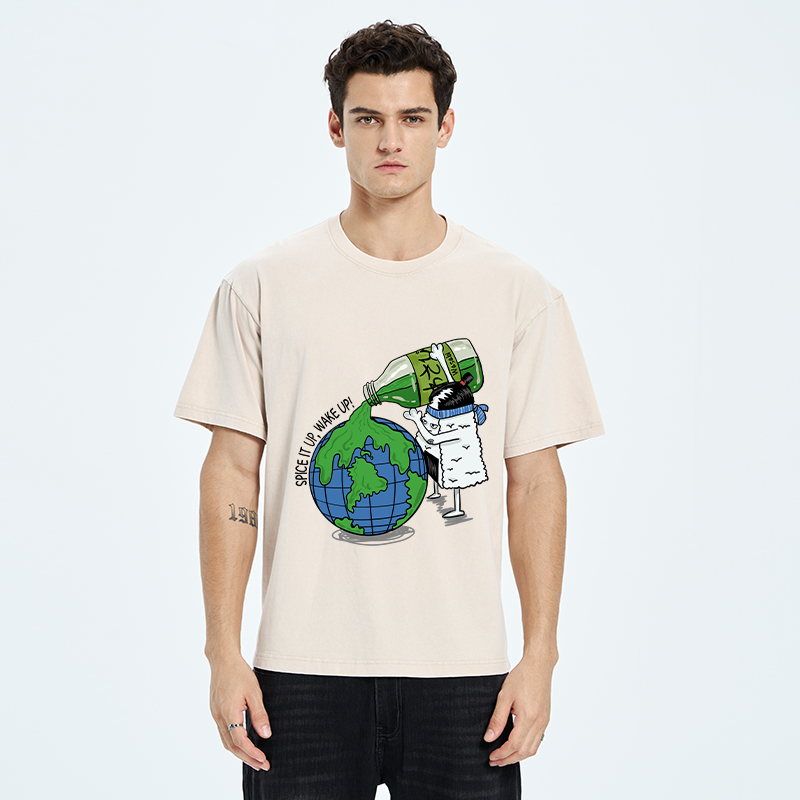 Tokyo-Tiger Funny Rice Ball With Wasabi Washed T-Shirt