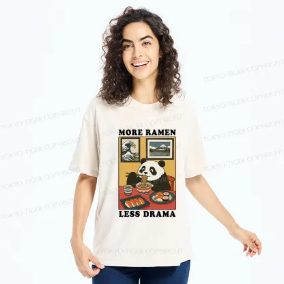 Tokyo-Tiger More Ramen Less Drama Panda Washed T-Shirt