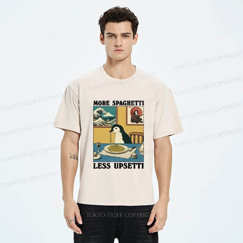 Tokyo-Tiger More Spaghetti Less Upsetti Penguin Washed T-Shirt