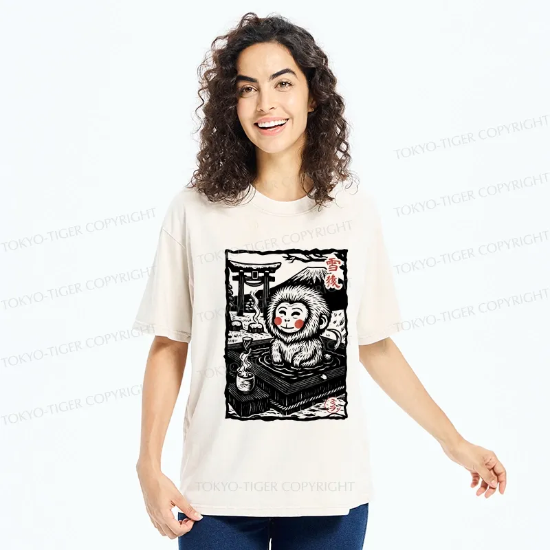 Tokyo-Tiger Japanese Snow Monkey Washed T-Shirt