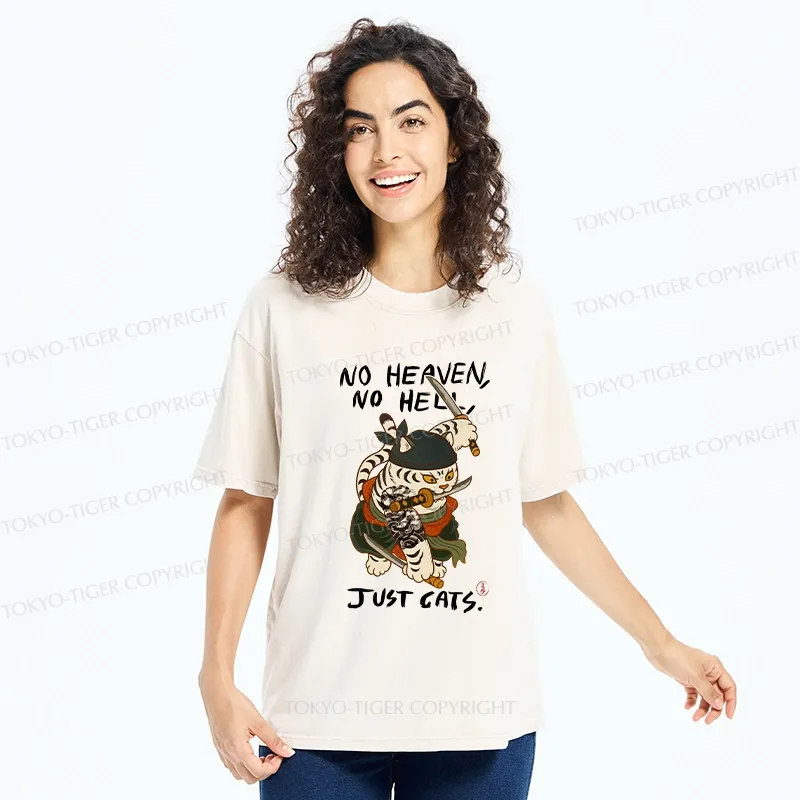 Tokyo-Tiger No Heaven No Hell Just Cats Washed T-Shirt
