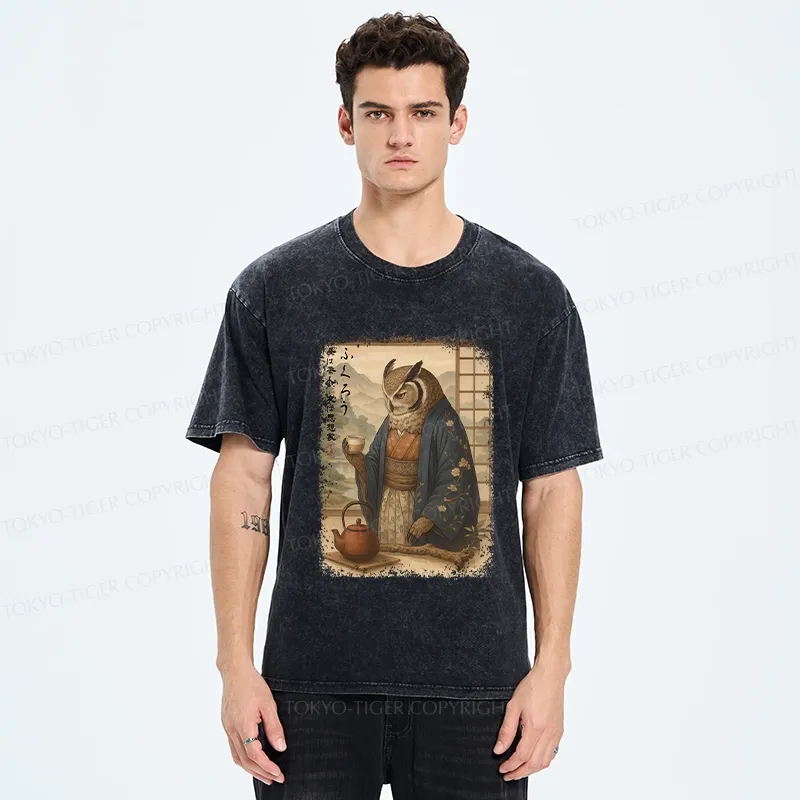 Tokyo-Tiger The Owl’s Tea Ceremony Washed T-Shirt