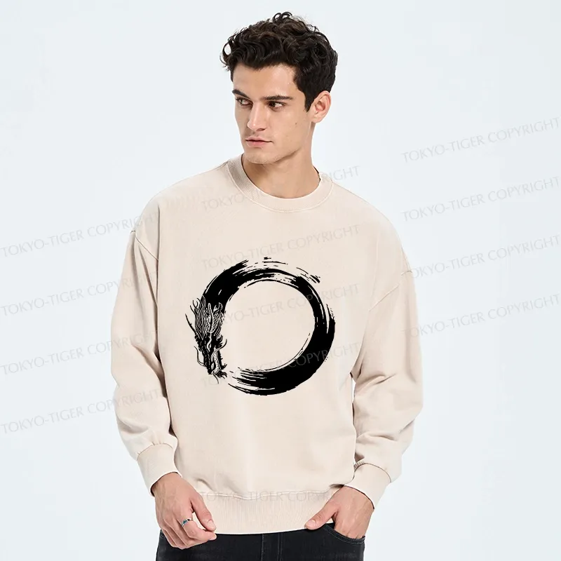 Tokyo-Tiger Dragon's Circle Washed Sweatshirt