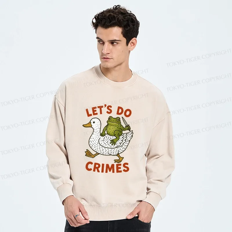 Tokyo-Tiger Frog Ready To Commit Crime Washed Sweatshirt