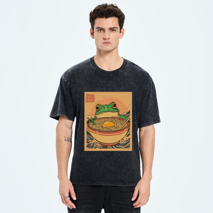 Tokyo-Tiger Ramen Lover Frog Washed T-Shirt