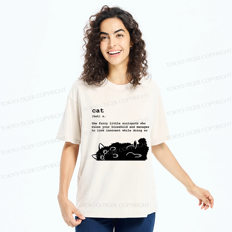 Tokyo-Tiger Definition Of Cat Funny Washed T-Shirt