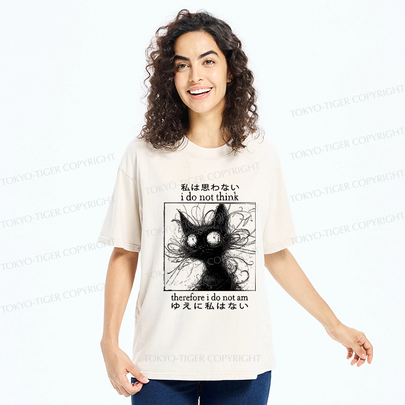 Tokyo-Tiger The Philosophy Of Cat Washed T-Shirt