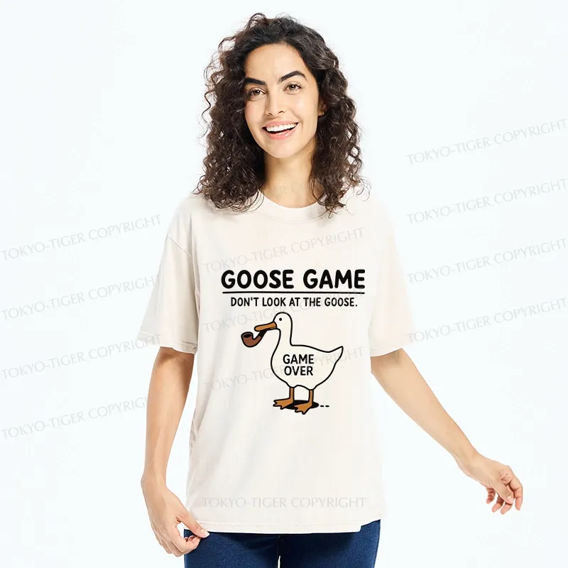 Tokyo-Tiger Funny Goose Game Washed T-Shirt
