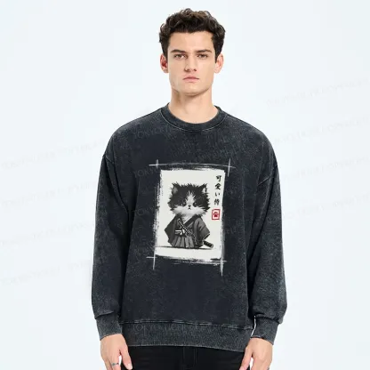 Tokyo-Tiger Kitten Samurai Washed Sweatshirt