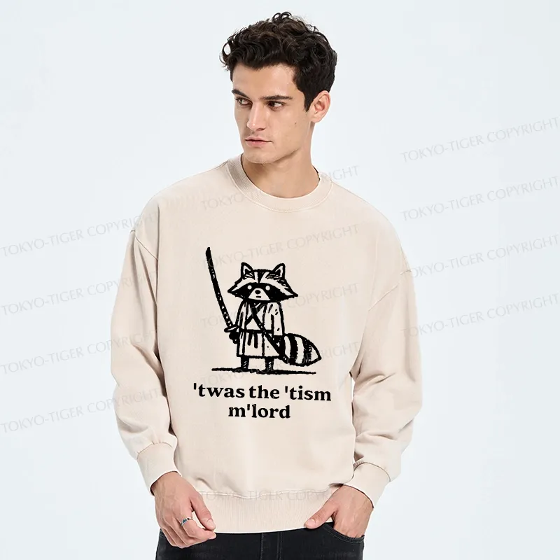 Tokyo-Tiger Focused Samurai Raccoon Washed Sweatshirt