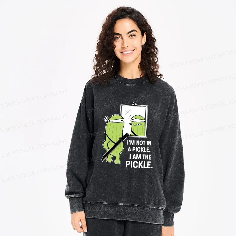 Tokyo-Tiger Funny I Am The Pickle Washed Sweatshirt