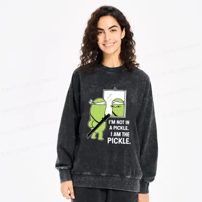 Tokyo-Tiger Funny I Am The Pickle Washed Sweatshirt