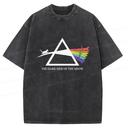 Tokyo-Tiger Funny Rainbow Cat Washed T-Shirt