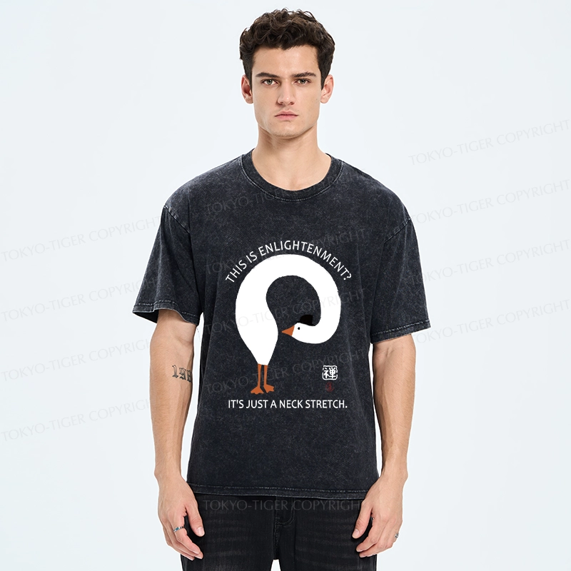 Tokyo-Tiger Funny Neck Stretch Of Zen Washed T-Shirt