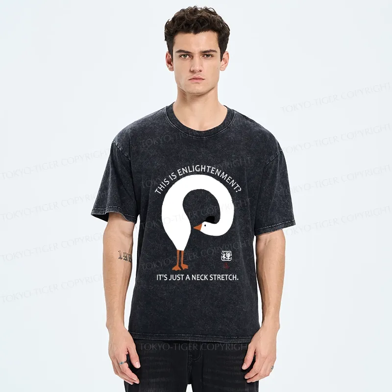 Tokyo-Tiger Funny Neck Stretch Of Zen Washed T-Shirt