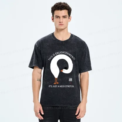 Tokyo-Tiger Funny Neck Stretch Of Zen Washed T-Shirt