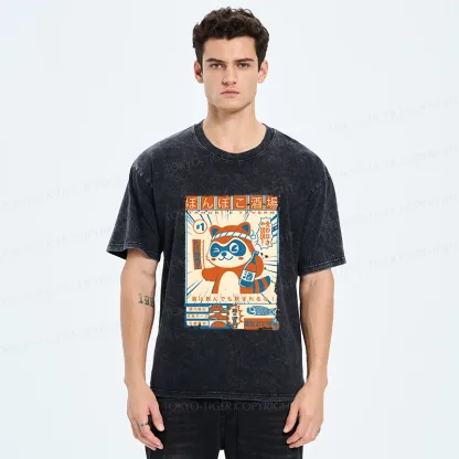 Tokyo-Tiger Japanese Raccoon Pub Washed T-Shirt