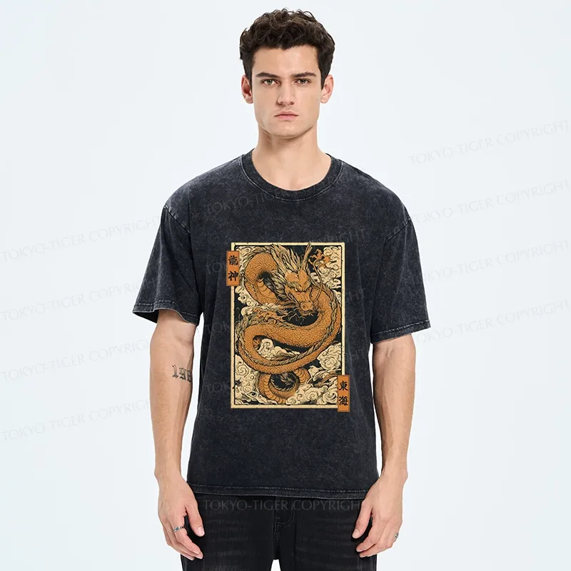 Tokyo-Tiger The Majestic Dragon God Washed T-Shirt