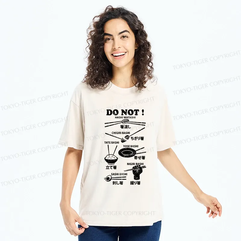 Tokyo-Tiger Chopstick Etiquette: What Not To Do Washed T-Shirt