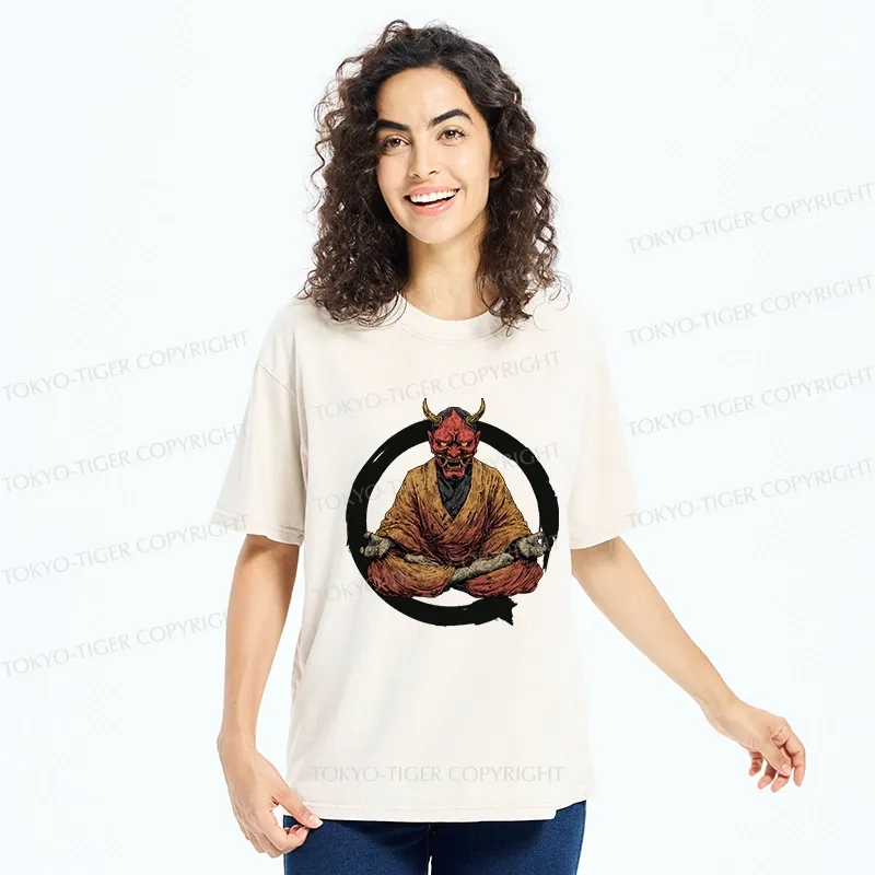Tokyo-Tiger Zen Japanese Yokai Washed T-Shirt