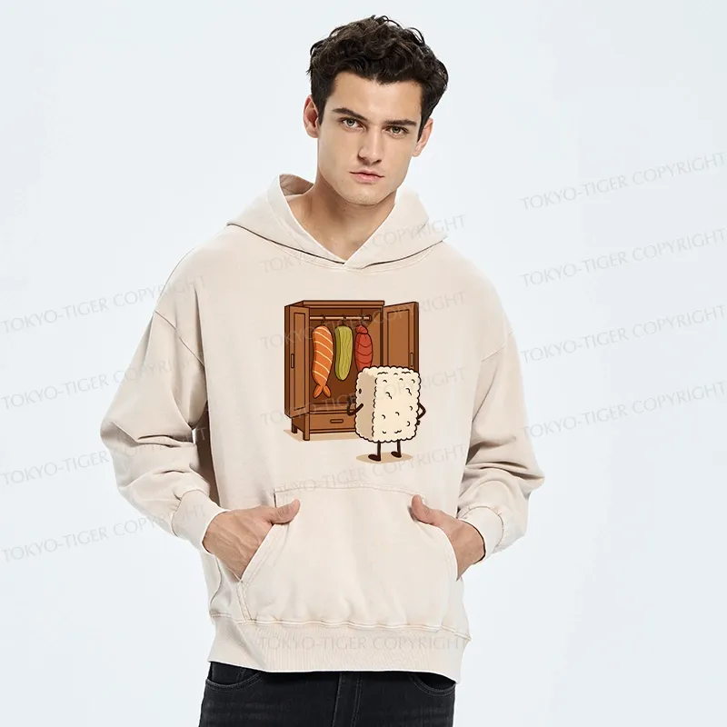 Tokyo-Tiger Sushi Pick Out Clothes Washed Hoodie