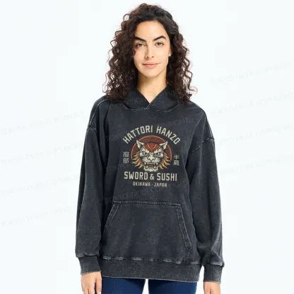 Tokyo-Tiger Hattori Lion Japanese Samurai Washed Hoodie