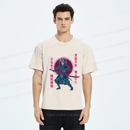 Tokyo-Tiger Japanese Oni Samurai Washed T-Shirt